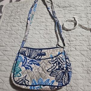 Vera Bradley Blue and Gray Leafy Crossbody Bag